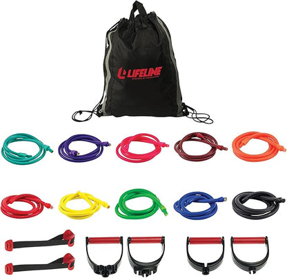 Lifeline Fitness Variable Resistance Trainer Kit - Adjustable Resistance Bands for Working Out - Home Gym Exercise Bands with Door Anchor, Carry Bag, 5ft. Bands and Triple Grip Handles