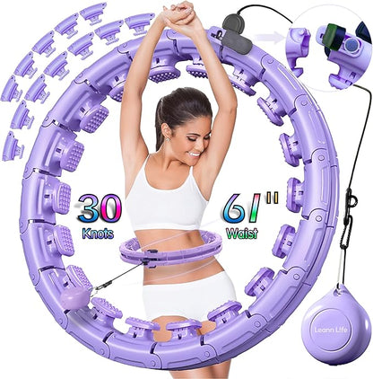 Leann L!fe-U1 30 Knots Waist 19"-61", Magnetic Lock Smart Weighted Hula Hoop for Kids & Adults Weight Loss, Infinity Hoop Plus Size, Children Adult Home Outdoors, Fitness Exercise, Abdominal Toner