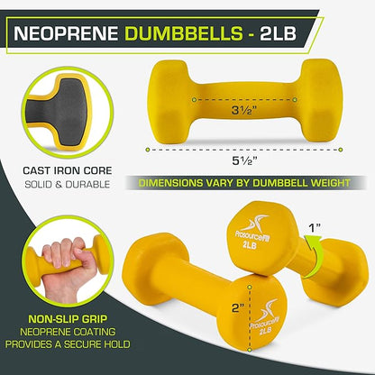 ProsourceFit Neoprene Dumbbell Coated for Non-Slip Grip, 4 lb