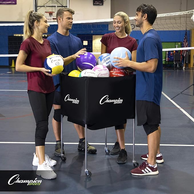 Champion Sports Volleyball Cart with Wheels, Premium Volleyball Equipment and Accessories