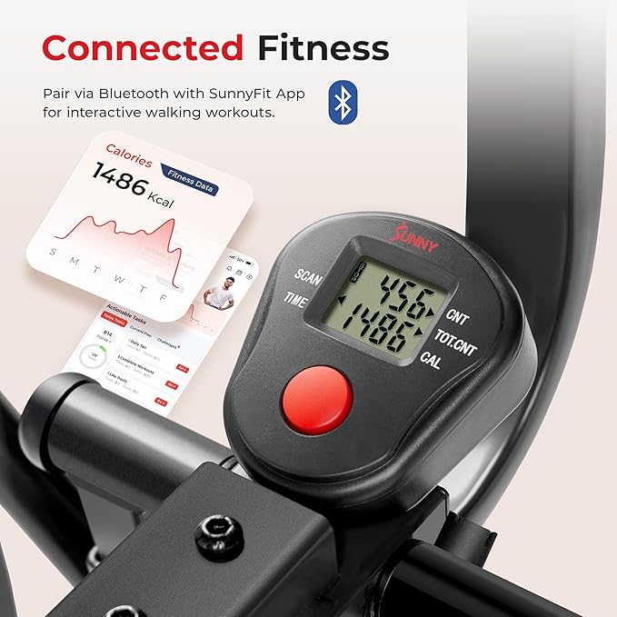 Sunny Health & Fitness Air Walk Cross Trainer Elliptical Machine Glider w/Performance LCD Monitor, Low-Impact, 30 Inch Stride and Optional Exclusive SunnyFit App Enhanced Bluetooth Connectivity