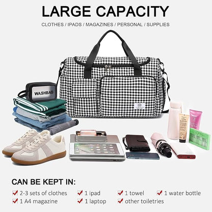 Small Gym Bag for Women, Travel Duffle Bag Carry On Weekender Bag with Shoe Compartment