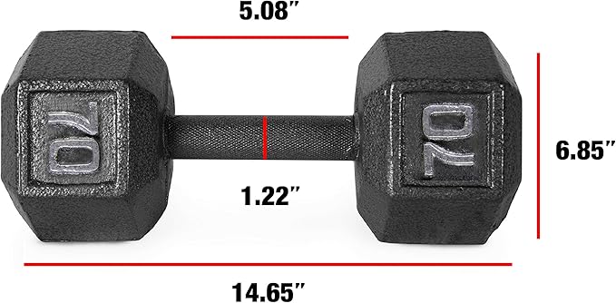 CAP Barbell Black Cast Iron Hex Dumbbell | 5-120 LBs | Single or Pair