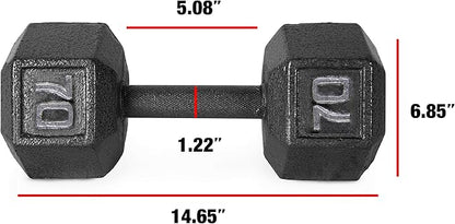 CAP Barbell Black Cast Iron Hex Dumbbell | 5-120 LBs | Single or Pair