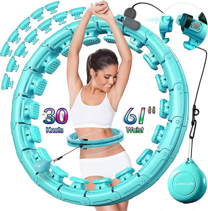 Leann L!fe-U1 30 Knots Waist 19"-61", Magnetic Lock Smart Weighted Hula Hoop for Kids & Adults Weight Loss, Infinity Hoop Plus Size, Children Adult Home Outdoors, Fitness Exercise, Abdominal Toner