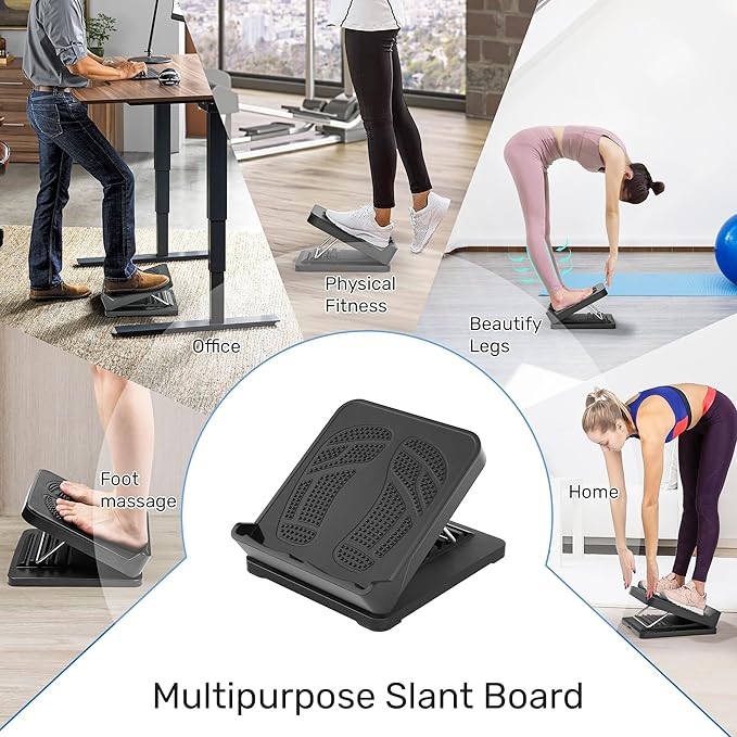 Auslar Portable Slant Board, calf stretcher slant board for Stretching Tight Calves or Plantar Fasciitis, Adjustable 4 Level (330 lb Capacity), Strength Training Equipment Leg Machines