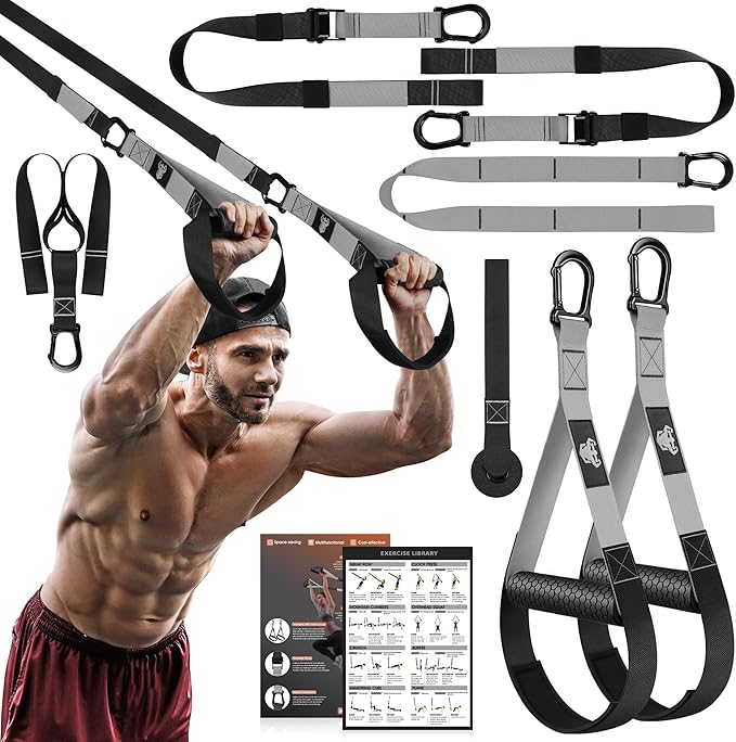 Home Resistance Training Kit, Bodyweight Resistance Straps for Full-Body Workout, 2 Adjustable Workout Straps with Handles, Door Anchor, Supports Up to 500Lbs, All-in-ONE Home Gym Equipment