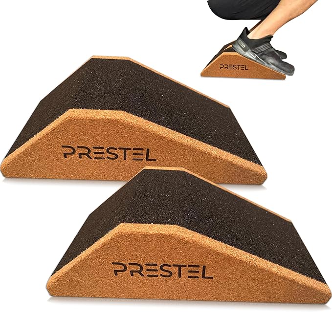 PRESTEL Non-Slip Squat Wedge Block (Pair) - Heel Elevated Squat Wedge for Men & Women | Professional Squat Ramp Improves Mobility Balance and Strength Performance | Suitable Workout Wedge for Squats