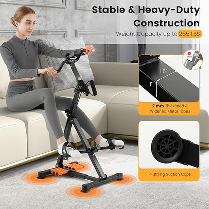 Pedal Exercise Bike for Seniors, Recovery Exercise Equipment w/Massage, LCD Monitor, Adjustable Height Length & Tension Level, Home Pedal Exerciser for Physical Therapy, Arm Leg Knee Workout