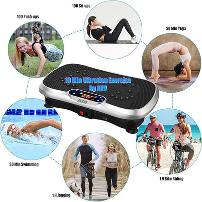 Vibration Plate Fitness Platform Exercise Machine Vibrating Shaking Full Body Shaker Workout Power Waver Vibrate Stand Shake Board Sport Gym for Weight Loss Fat Burner for Women Men