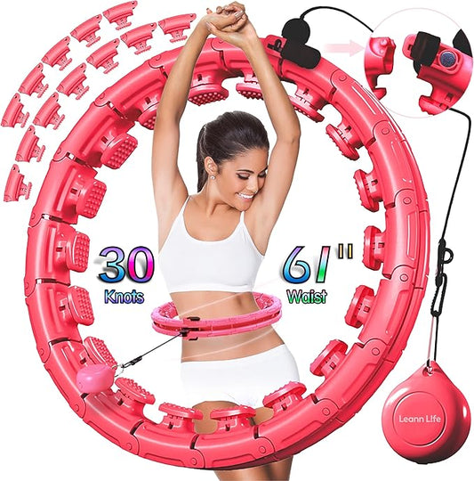 Leann L!fe-U1 30 Knots Waist 19"-61", Magnetic Lock Smart Weighted Hula Hoop for Kids & Adults Weight Loss, Infinity Hoop Plus Size, Children Adult Home Outdoors, Fitness Exercise, Abdominal Toner