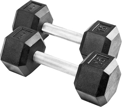 Rep Fitness Rubber Hex Dumbbell(s) - Singles (55LB +) and Pairs (5LB - 50LB) - Low Odor, Fully Knurled Handle