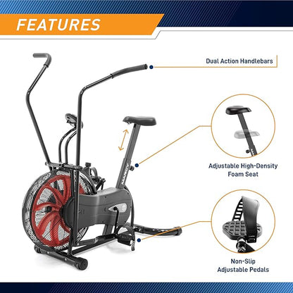 Marcy Air-Resistance Exercise Fan Bike With Dual Acction Handlebars