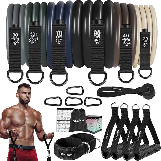 Heavy Resistance Bands Set, 300LB Workout Bands for Man with 4 Upgrade Rubber Handles, Fitness Bands for Working Out,Weight Bands for Muscle Training, Strength, Slim, Yoga,Home Gym Equipment