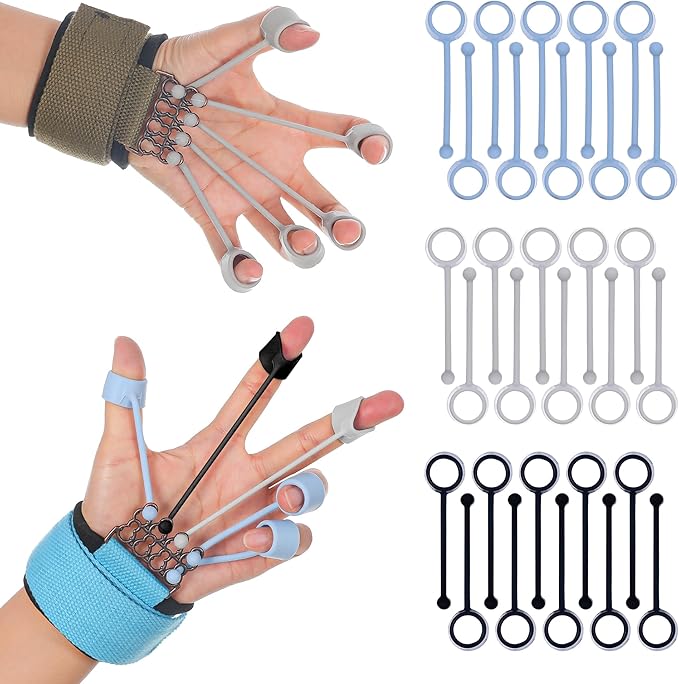 Finger Strengthener Band Exerciser Trainer Hand Grip Strength,Forearmfor Finger Resistance Band Stretching Rehabilitation Fitness Assist for Arthritis, Carpal Tunnel for Muscle Building and Injury Recovery.