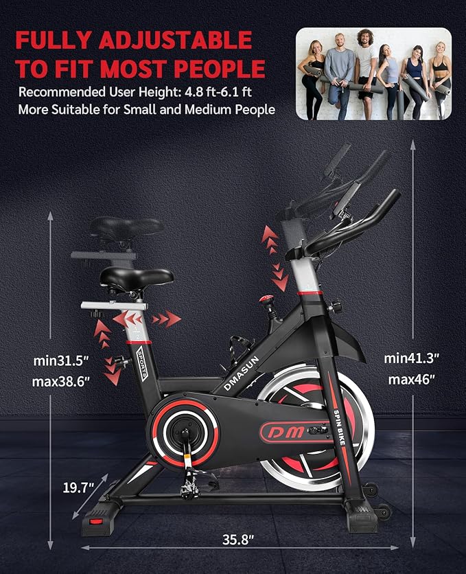 DMASUN Exercise Bike, Indoor Cycling Bike Stationary, Cycle Bike with Comfortable Seat Cushion, Digital Display with Pulse