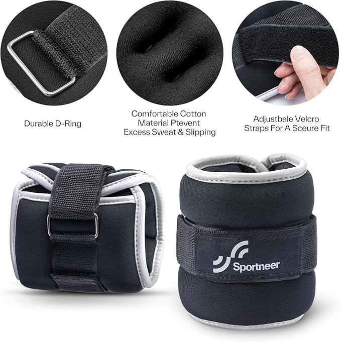 Sportneer Ankle Weights & Wrist Weights-0.5 1 2 3 4 5 Lbs Set of 2 for Men Women Kids Strength Training Arm and Leg Weights Set Comfortable and Soft Perfect for Dancing Running Walking Fitness Workout