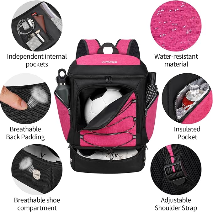 Soccer Backpack,Soccer Bag with Ball Holder, Includes Separate Cleat Shoe and Ball Compartment Sport Equipment Bags Fit Basketball Volleyball Football