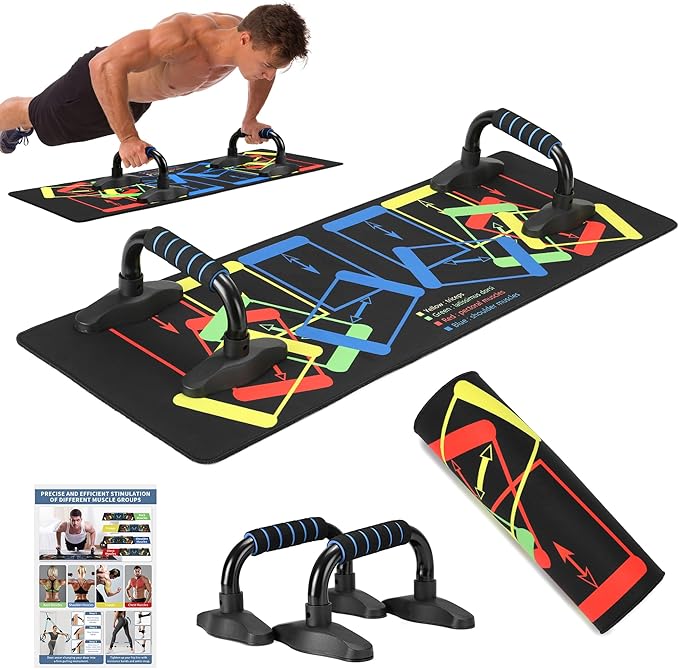 Multifunction Push Up Board for Men with Push Up Stand, Foldable Strength Training Equipment for Chest Workout, Portable Power Pushup Press Handle System Home Gym Fitness