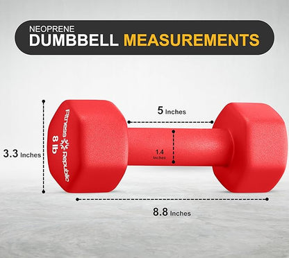 Neoprene Dumbbell Set of 2, Non-Slip, Hex Shape, Free Weights Set for Muscle Toning, Strength Building, Weight Loss - Portable Weights for Home Gym Hand Weight