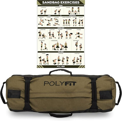 Polyfit Classic Sandbag - Heavy Duty Workout Sandbag for Fitness with 8 Gripping Handles for Sand Bag Weight Training - Multiple Colors & Sizes