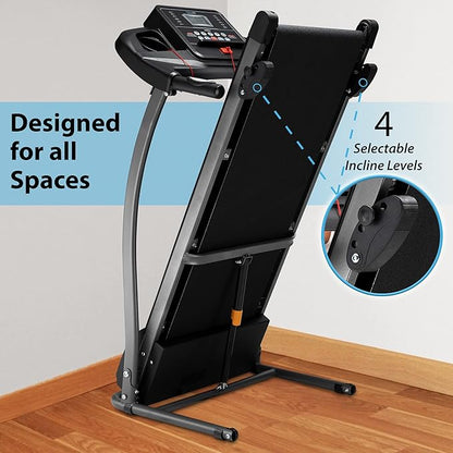 SereneLife Folding Treadmill - Foldable Home Fitness Equipment with LCD for Walking & Running - Cardio Exercise Machine - Preset and Adjustable Programs - Bluetooth Connectivity