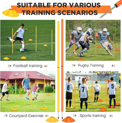 Jenaai 36 Pcs Agility Training Equipment Include 16 Agility Training Poles 5ft and 20 Agility Soccer Cones Forza Agility Training Set for Soccer Sports Agility Speed Training