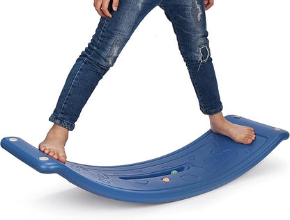 Dazmers Wobble Balance Board - Heavy Duty Plastic Rocker Board For Kids, Toddlers, and Children to Improve Balance and Coordination - Sturdy Curvy Board Pad Construction - Fun and Engaging Balancing Toy