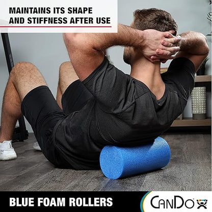 CanDo Blue PE Foam Rollers for Fitness, Exercise Muscle Restoration, Massage Therapy, Sport Recovery and Physical Therapy for Homes, Clinics, and Gyms 6" x 36" Round