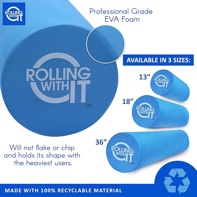 Foam Roller with High Density for Physical Therapy, Muscle Roller for Exercise and Muscle Recovery, Eco-Friendly Back Roller, Firm and Smooth Surface Massage Roller, Select Your Size