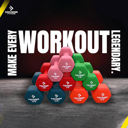 Neoprene Workout Dumbbells Weights - Non Slip, Anti Roll Exercise & Fitness Only Dumbbells Combo - Hex Shaped Hand weights for Men & Women - Ideal for Home and Gyms training