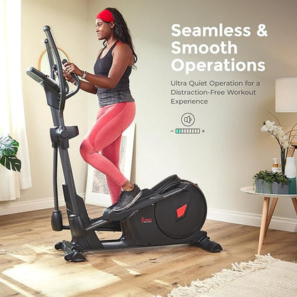 Sunny Health & Fitness Programmable 16 Electro-Magnetic Elliptical Cross Trainer Exercise Machine, Full-Body Cardio Equipment w/ 24 Pre-Built Workouts, 330LB Capacity,Optional Bluetooth w/SunnyFit App