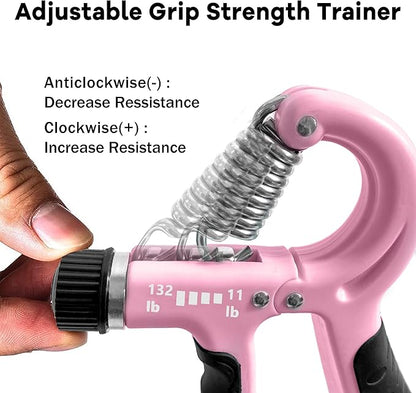 FLYFE Grip Strength Trainer, Plastic, 2 Pack / 5 Pack, 11-132 lbs, Forearm Strengthener, Hand Squeezer Adjustable Resistance, Hand Grip Strengthener for Muscle Building and Injury Recovery