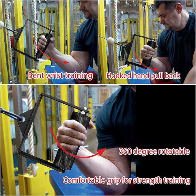 Gym Fitness LAT Pulldown Attachments, D Handle Cable Attachment for Hand Strength Exercises