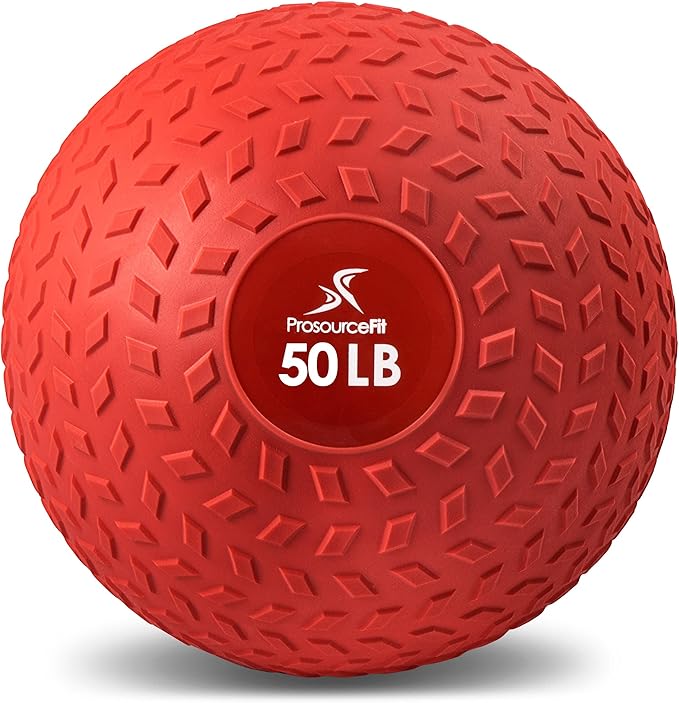 ProsourceFit Slam Medicine Balls 5, 10, 15, 20, 25, 30, 50lbs Smooth and Tread Textured Grip Dead Weight Balls for Strength and Conditioning Exercises, Cardio and Core Workouts