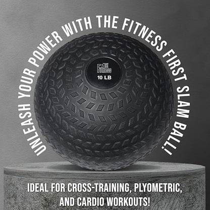 Fitness First Slam Ball, Easy-to-Grip, Sand-Filled Medicine Ball for Exercise and Workout, Ideal for Weight Training, Cross-Training, Cardio, and Plyometric Workout, Available in Different Weights