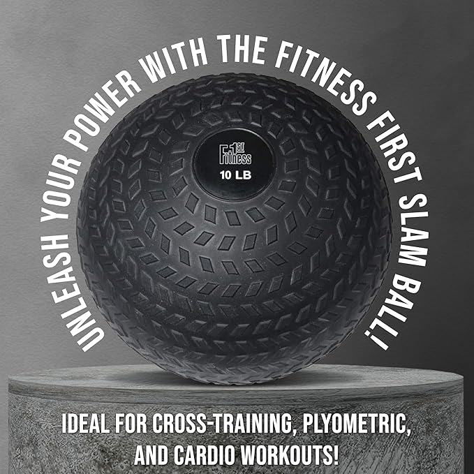 Fitness First Slam Ball, Easy-to-Grip, Sand-Filled Medicine Ball for Exercise and Workout, Ideal for Weight Training, Cross-Training, Cardio, and Plyometric Workout, Available in Different Weights