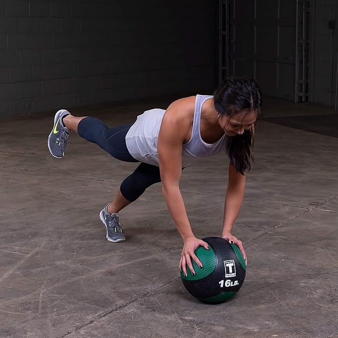 Body-Solid Rubber Medicine Ball - Superior Grip, Textured Surface, Adjustable Air Pressure Fitness Balls - Ideal for Cardio and Core Exercise in Home & Gym Workouts