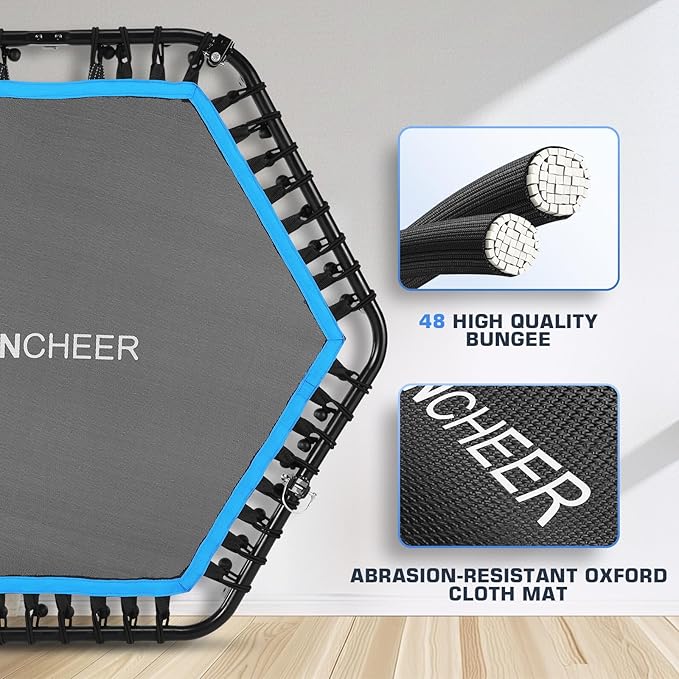 ANCHEER 50" Rebounder Trampoline for Adults- 2025 Foldable Mini Trampoline with Bar- Exercise Trampoline for Adults, Max Load 450lbs/550lbs, for Indoor/Garden Workout