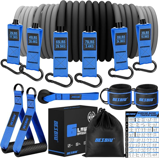 Heavy Exercise Bands Resistance Bands Set for Working Out, 300lbs Fitness Workout Bands with Handles, Door Anchor, Leg Ankle Straps, Home Gym Workout Equipment for Men Strength Training Stretching