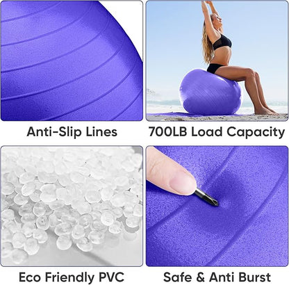 APEXUP Yoga Ball Exercise Ball, Pilates Ball, Anti Slip Stability Ball, Heavy Duty Gym Ball for Fitness, Balance, Core Workout, Physical Therapy