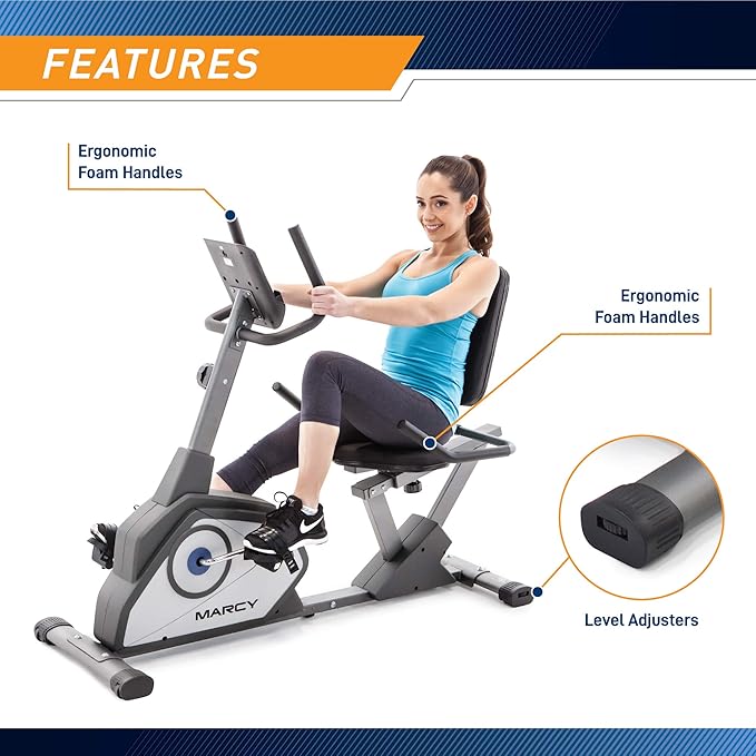 Marcy Magnetic Recumbent Exercise Bike with 8 Resistance Levels