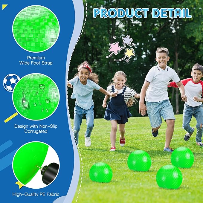 Sumind 4 Pcs Playground Ball for Kids 8.5 Inch Kickballs Dodgeball Inflatable Ball with Pump and Storage Bag PVC Rubber Bouncy Handball for Kids Adults Sports Outdoor Games and Activities (Green)