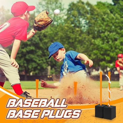 Shappy 12 Pieces Base Plug Baseball Base Plugs Anchor with Wooden Handle Garden Shovel Baseball Field Maintenance Equipment for Baseball Field Drill Softball Bases Accessories