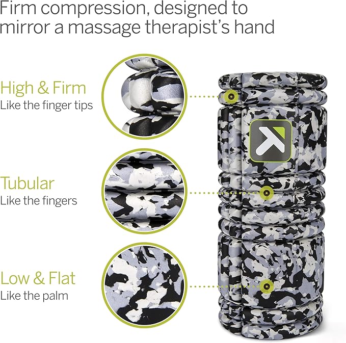 TRIGGERPOINT Grid Foam Roller - Multi-Density Exterior, Rigid Core - Trusted by Therapists and Athletes - Standard Density, Includes Online Instructional Videos, 33cm, Grey Camo