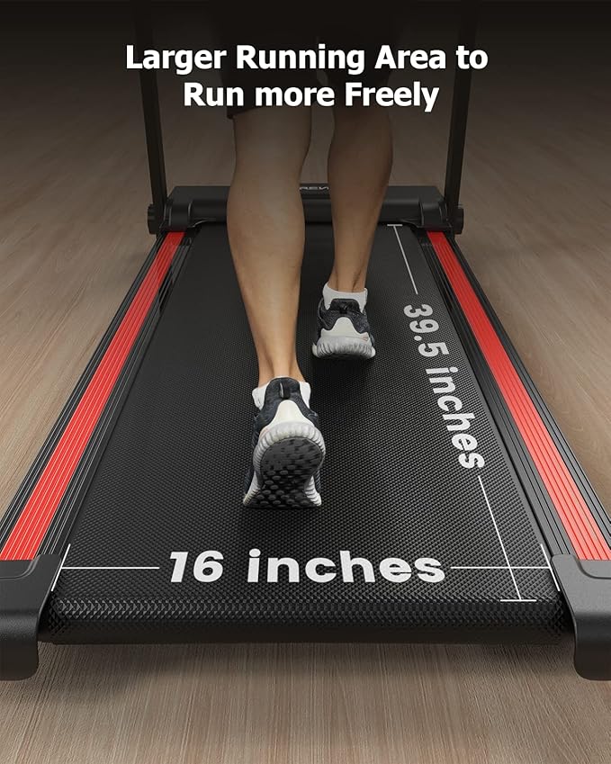 UREVO Folding Treadmill, 2.25HP Treadmills for Home with 12 HIIT Modes, Compact Mini Treadmill for Home Office, Space Saving Small Treadmill with Large Running Area, LCD Display, Easy to Fold