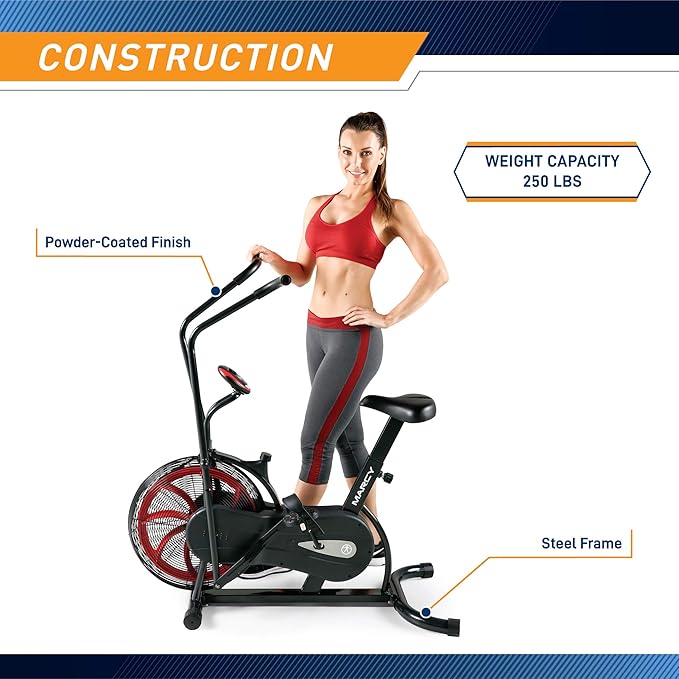 Marcy Air-Resistance Exercise Fan Bike With Dual Acction Handlebars