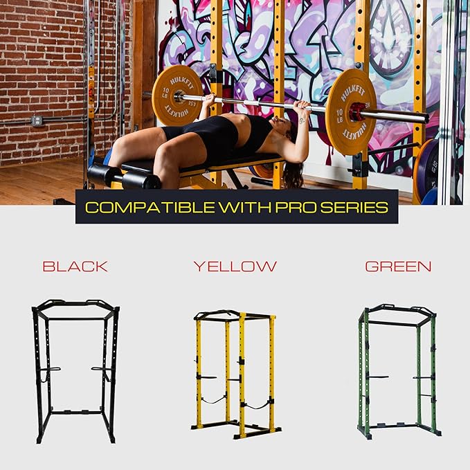 HulkFit Pro Series Multifunctional Adjustable Home Gym Exercise Equipment Power Cage Squat Rack with Attachments and Accessories for Bench Press, Squats, & Deadlifts - Multicolor