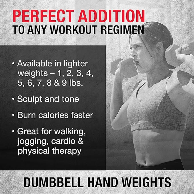 Dumbbells Hand Weights Set of 2 - Vinyl Coated Exercise & Fitness Dumbbell for Home Gym Equipment Workouts Strength Training Free Weights for Women, Men (1-10 Pound, 12, 15, 18, 20 lb)