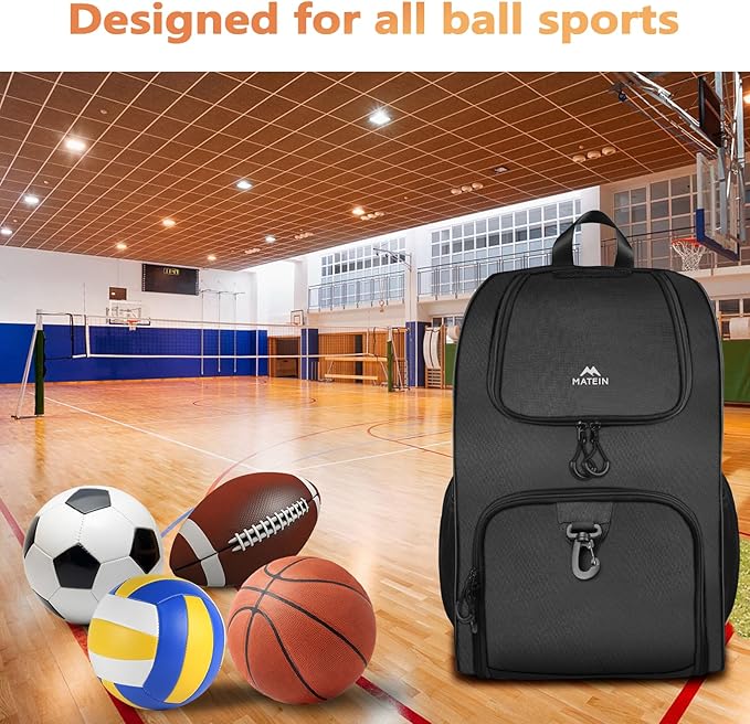 MATEIN Basketball Bag, Sturdy Soccer Bag with Ball Holder & Shoe Compartment, Large Basketball Backpack for Training Equipment, Water Resistant Sports Ball Bags Fits Volleyball Football, Colorful